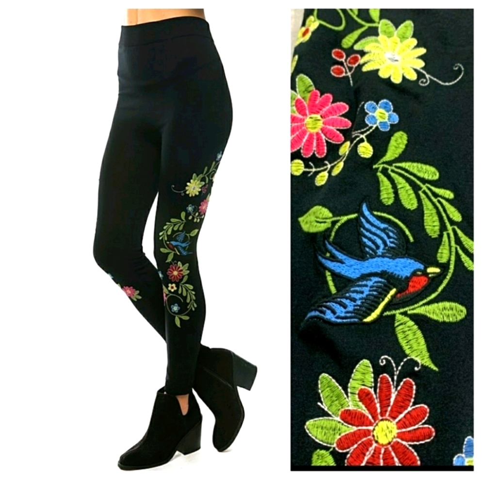 angel + premium Zoe embroidered leggings NWT